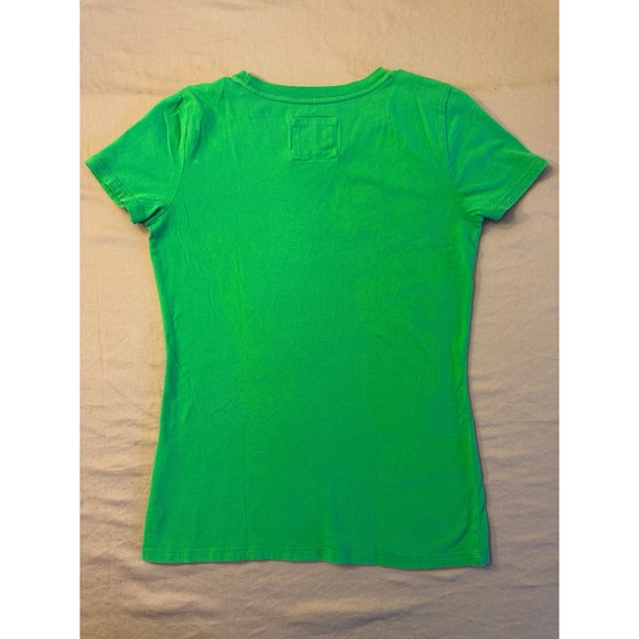 Abercrombie Fitch Babydoll Y2k T shirt Green Size M Preppy Holiday Layers 90's - Picture 2 of 8
